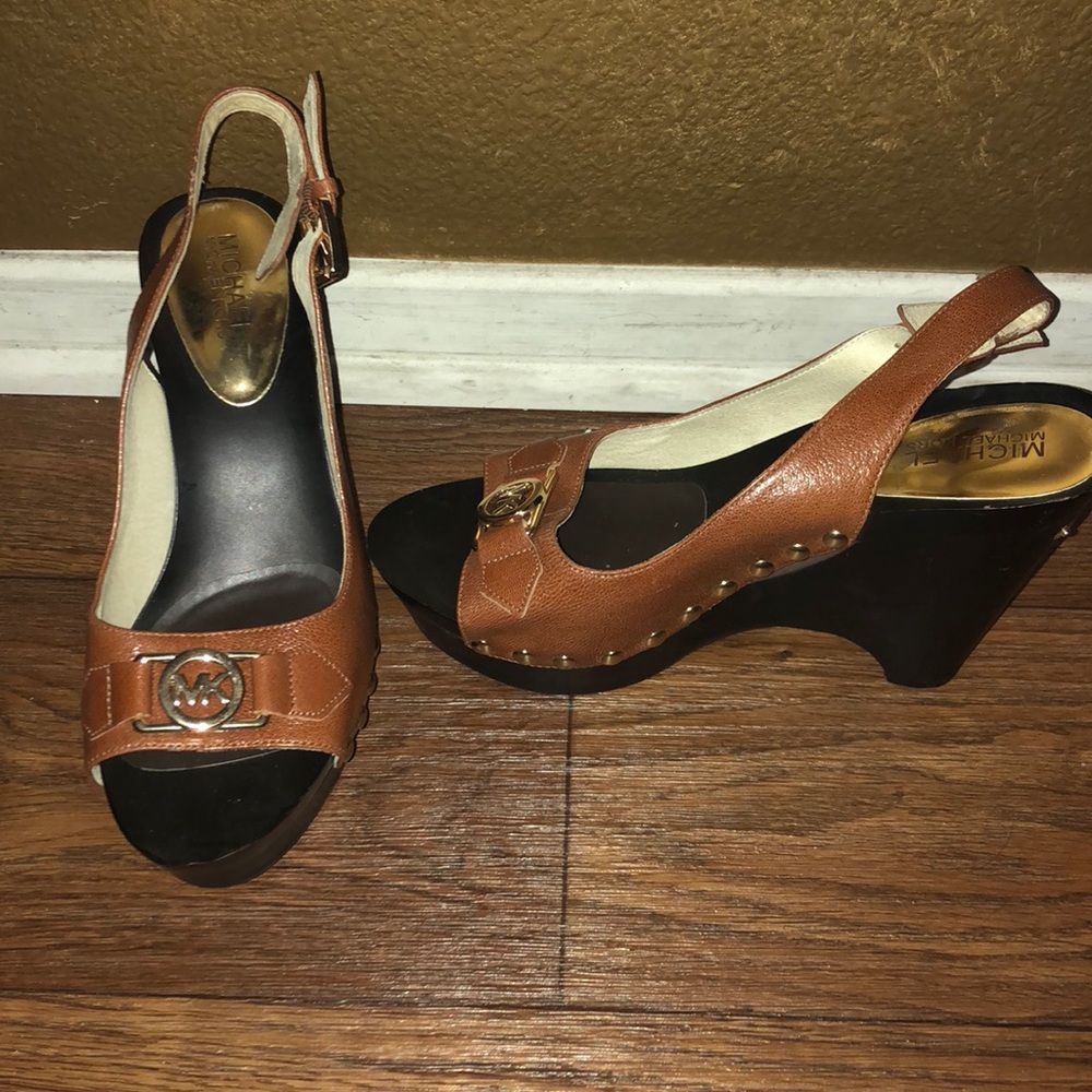 Michael kors peep toe wedges